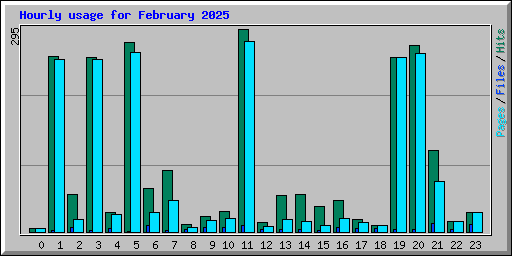 Hourly usage for February 2025