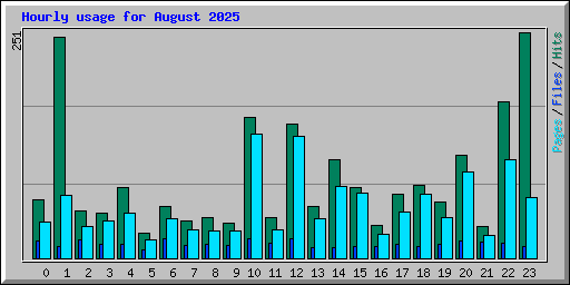 Hourly usage for August 2025